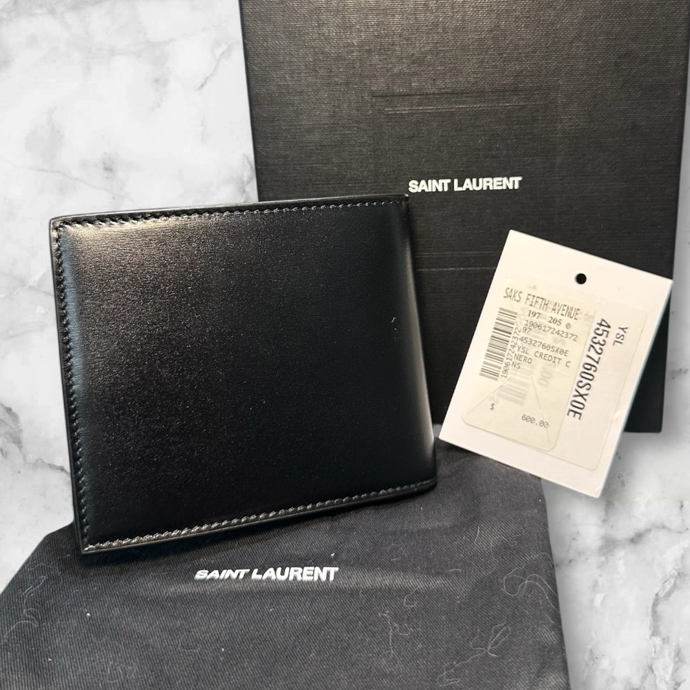 NWT Saint Laurent Men’s Black Leather Wallet - Picture 4 of 5